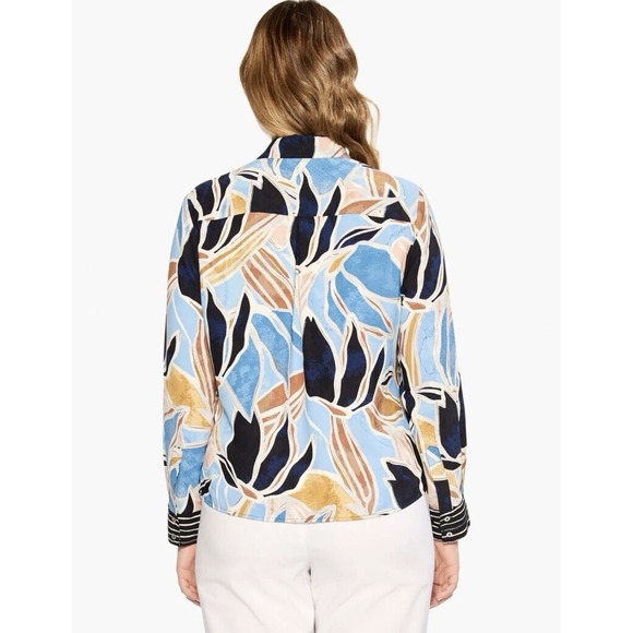 Nic and Zoe Women's Sapphire Shade Blouse Button Front Long Sleeve Size XS - Picture 9 of 13